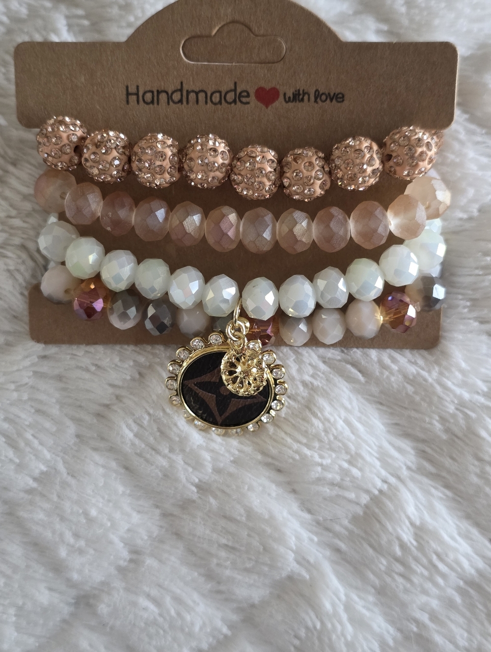 Designer Inspired Charm Stretch 4 Bracelet Lot Bundle